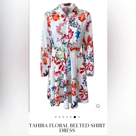 COPY - TAHIRA Floral Belted Shirt Dress NWT - Picture 6 of 8